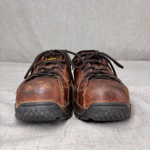 Vintage Dr. Martens Short Boots Brown Leather Lace Up Industrial Composite Toe‎ - Picture 4 of 11